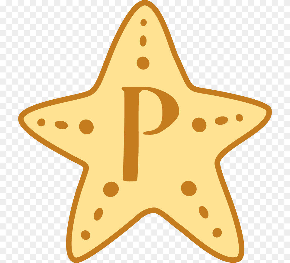 Starfish Logo With P In Center Starfish, Food, Star Symbol, Sweets, Symbol Free Transparent Png