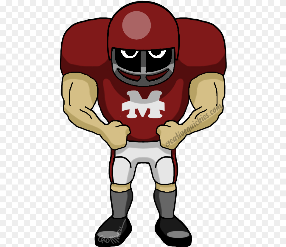 Starkville Mississippi State Bulldogs Cartoons Of Your College Football Player Cartoon, Helmet, Baby, Person, Playing American Football Free Png