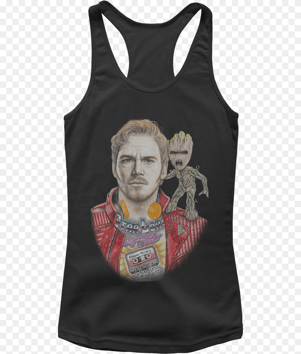 Starlord Inked Star Lord And Baby Groot Father Portable Network Graphics, Adult, Clothing, Male, Man Free Png Download