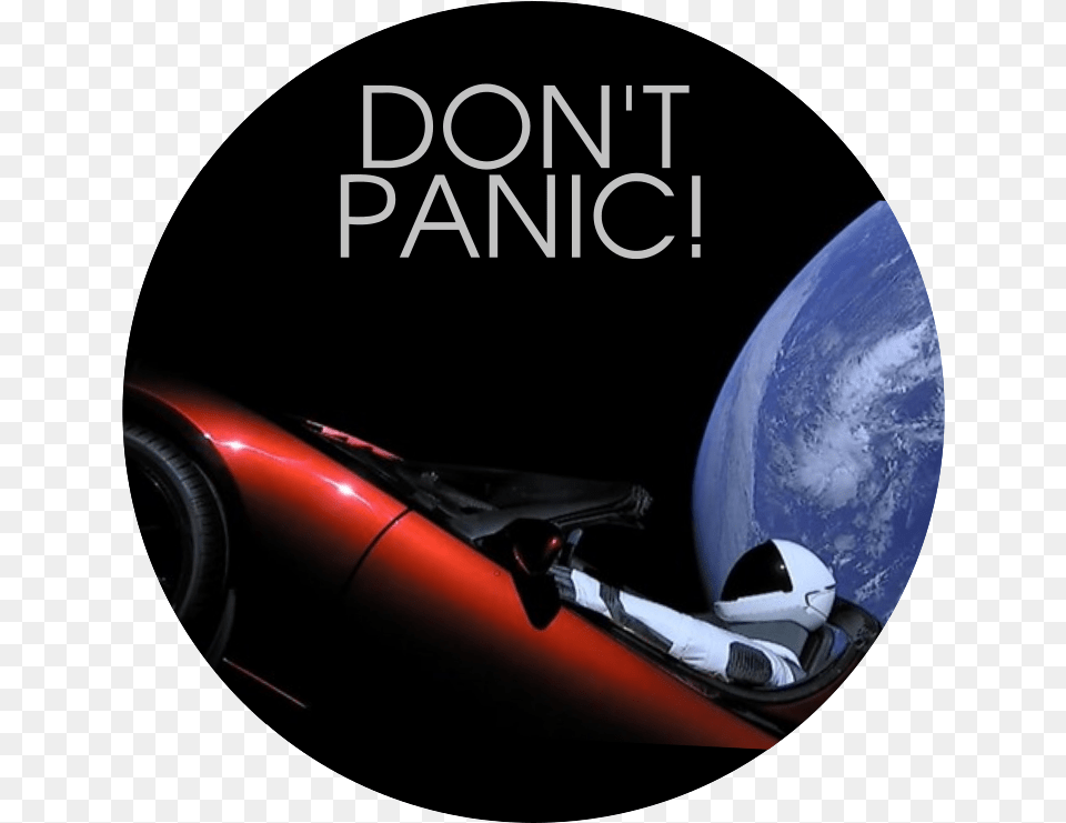 Starman Don T Panic Car Magnet Dont Panic Logo Tesla, Machine, Wheel, Transportation, Vehicle Free Png