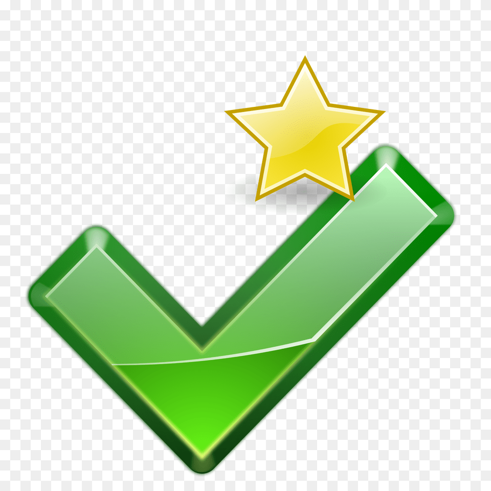 Starred Checkmark Small Star, Symbol, Star Symbol, Green Free Png