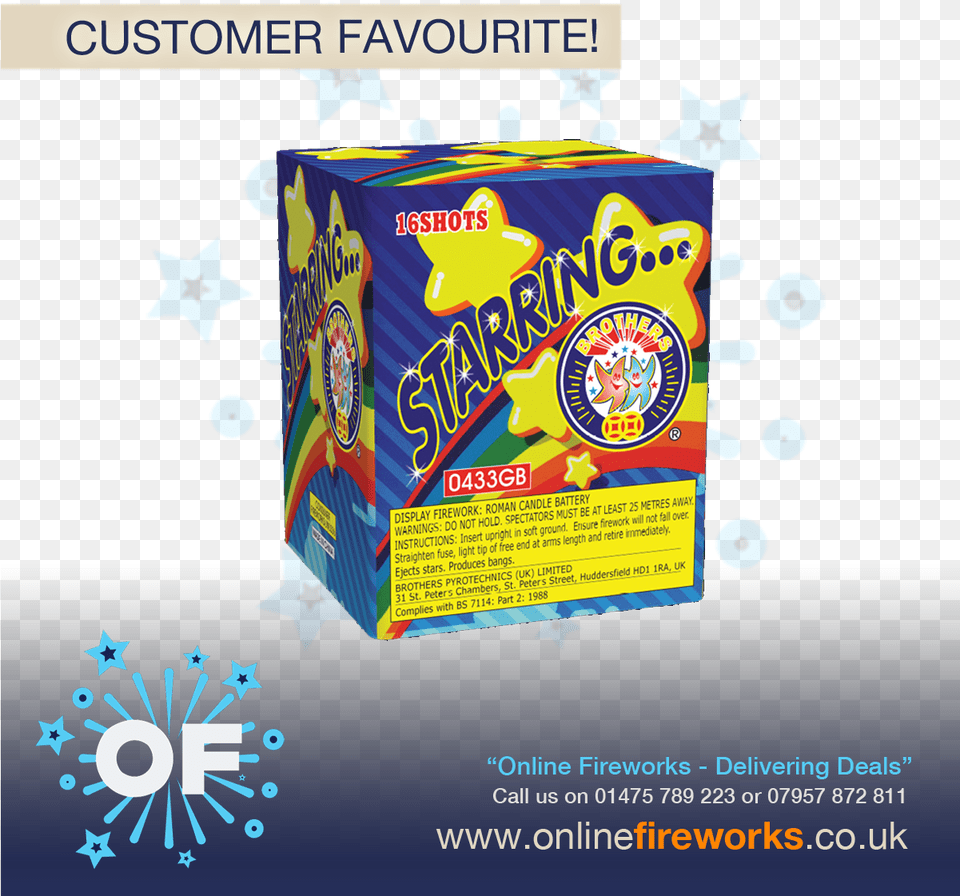 Starring By Brother Pyrotechnics From Online Fireworks Brothers Fireworks, Advertisement, Poster Png Image