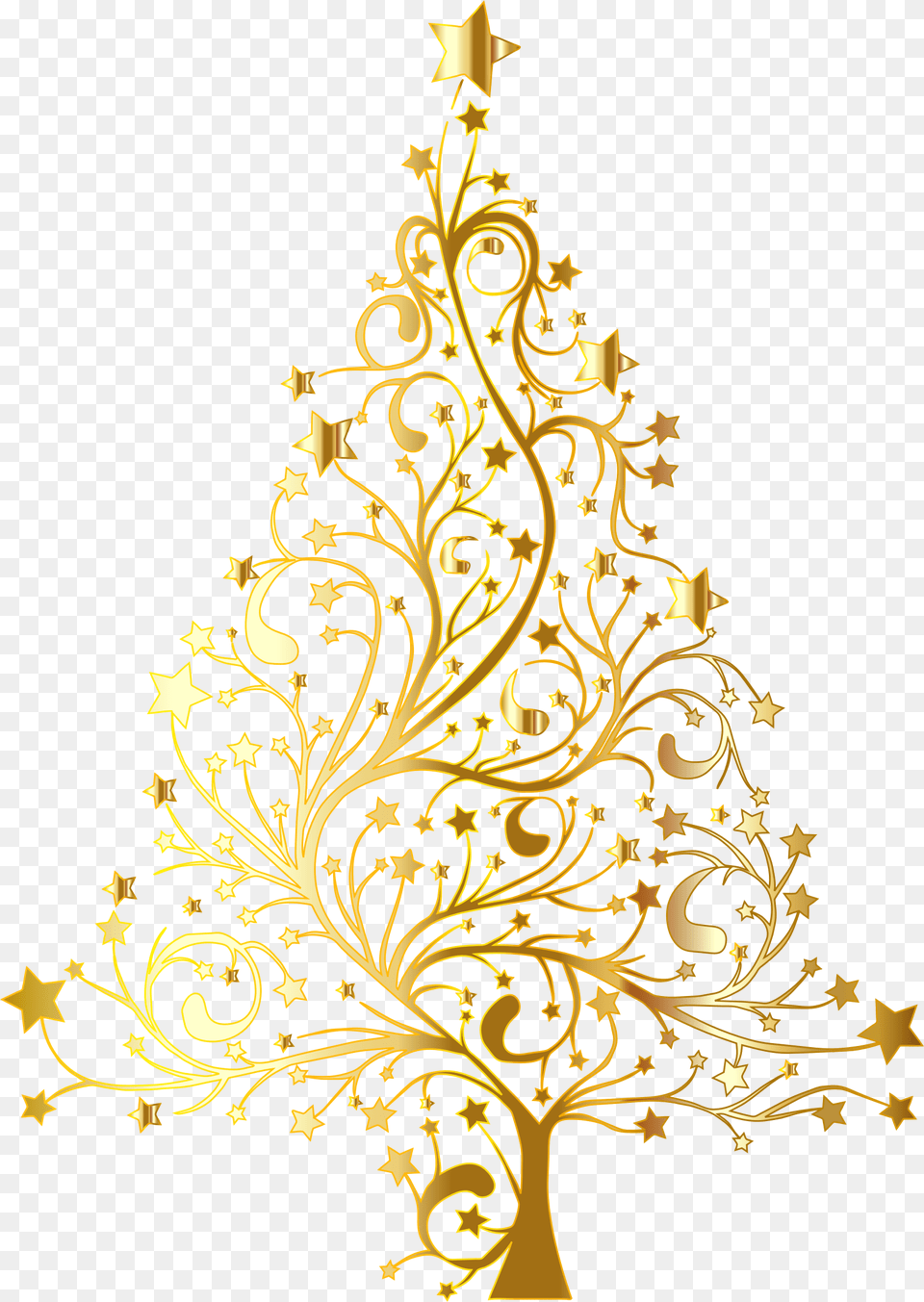 Starry Christmas Tree Gold No Background Christmas Tree Vector Gold, Art, Graphics, Floral Design, Pattern Png