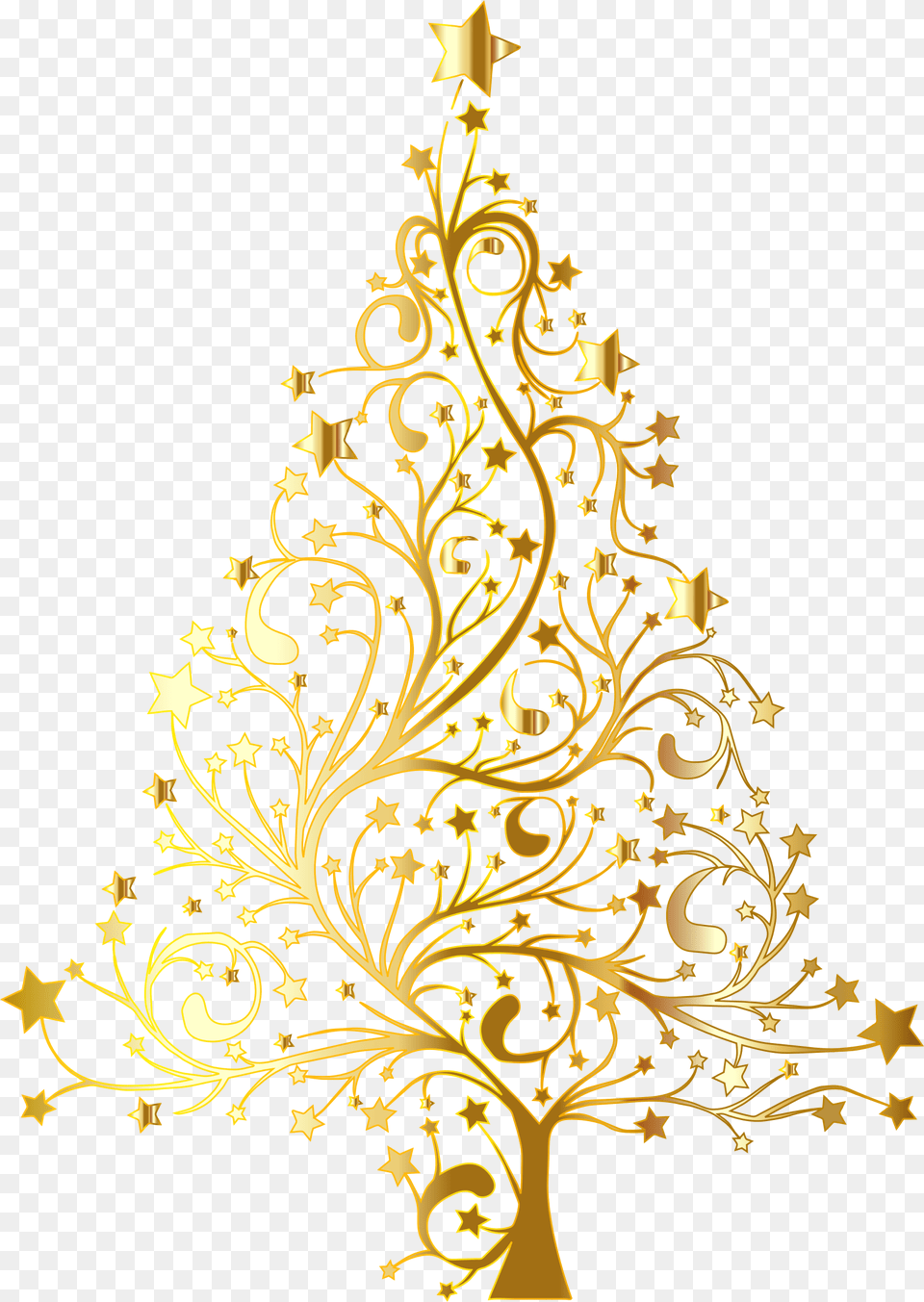 Starry Christmas Tree Gold No Background Clip Arts Gold Christmas Tree Vector, Art, Graphics, Floral Design, Pattern Png