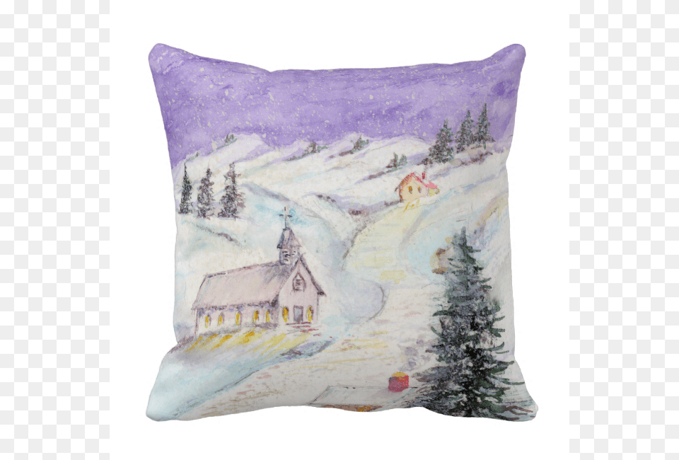 Starry Night Draped In Snow Christmas Watercolor Pillow Christmas Day, Cushion, Home Decor, Animal, Fish Free Transparent Png