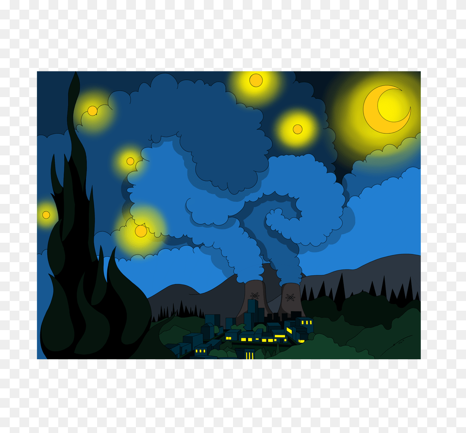 Starry Night In Springfield, Outdoors, Plant, Vegetation, Art Free Png