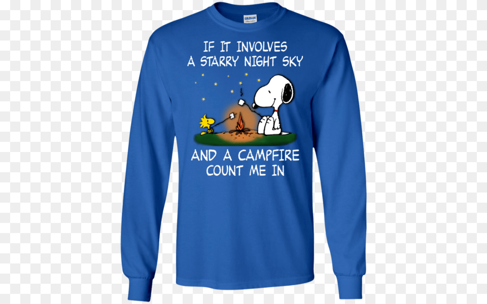 Starry Night Sky And A Campfire T Shirt, Clothing, Long Sleeve, Sleeve, T-shirt Free Transparent Png