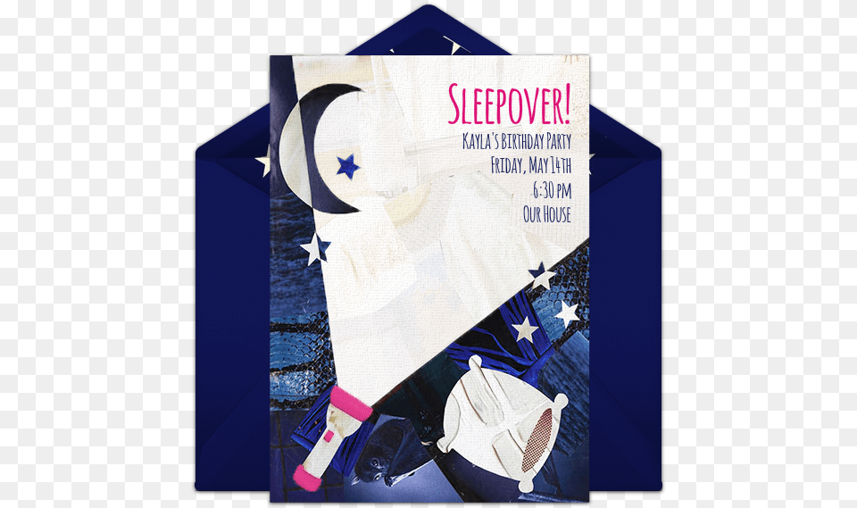 Starry Night Sleepover Online Invitation Book Cover, Advertisement, Poster, Clothing, Hat Png Image