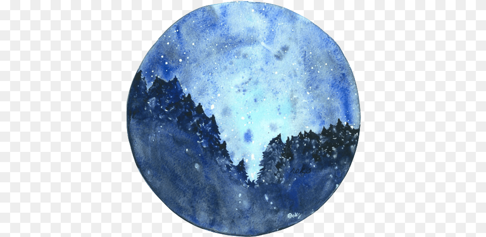 Starry Night Watercolor, Outdoors, Astronomy, Nature, Moon Free Transparent Png