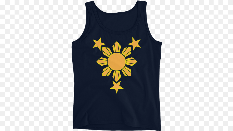 Stars And A Sun Filipino Pinoy Pinay Ladiesu0027 Tank Blue Flag With 6 White Stars, Clothing, Tank Top, Vest Free Transparent Png