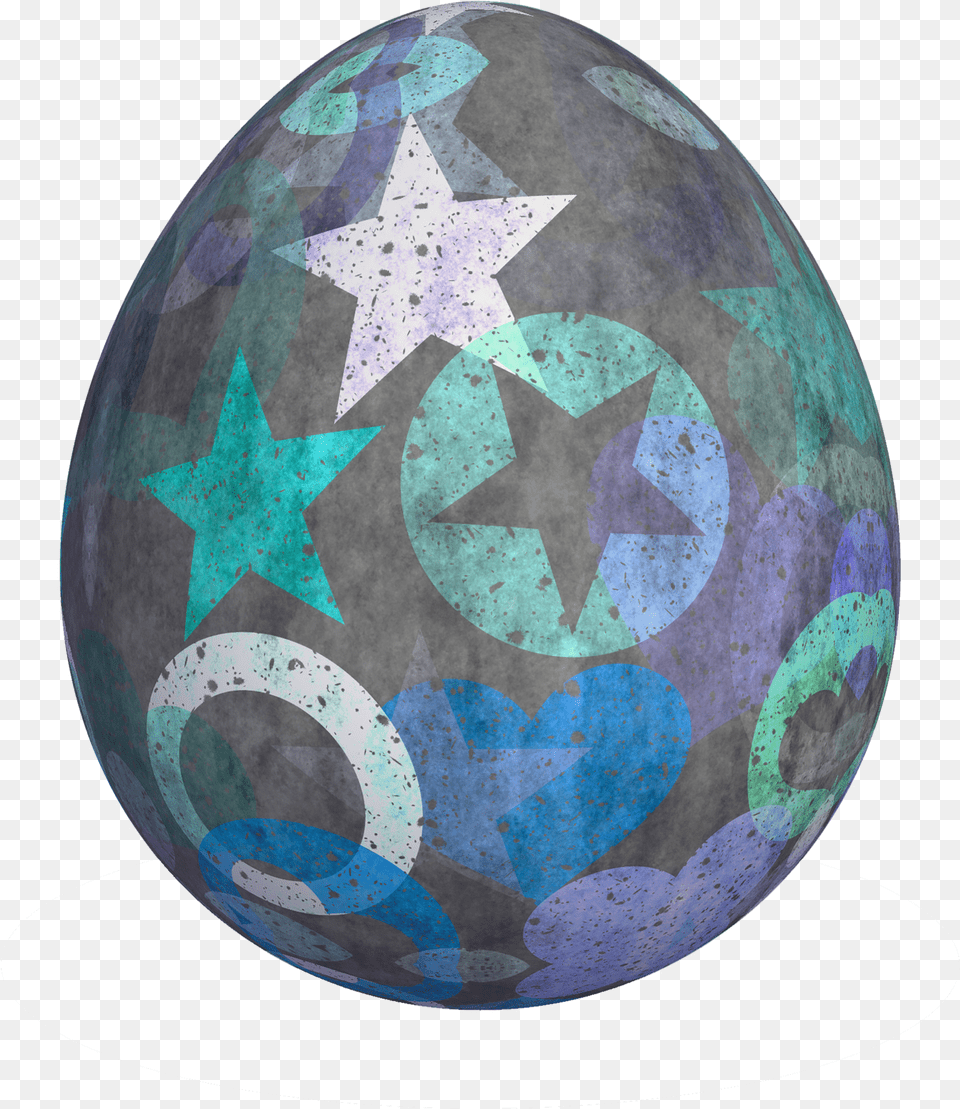 Stars And Hearts Easter Egg Free Stock Photo Public Oeuf De Paques, Sphere, Food, Plate Png Image