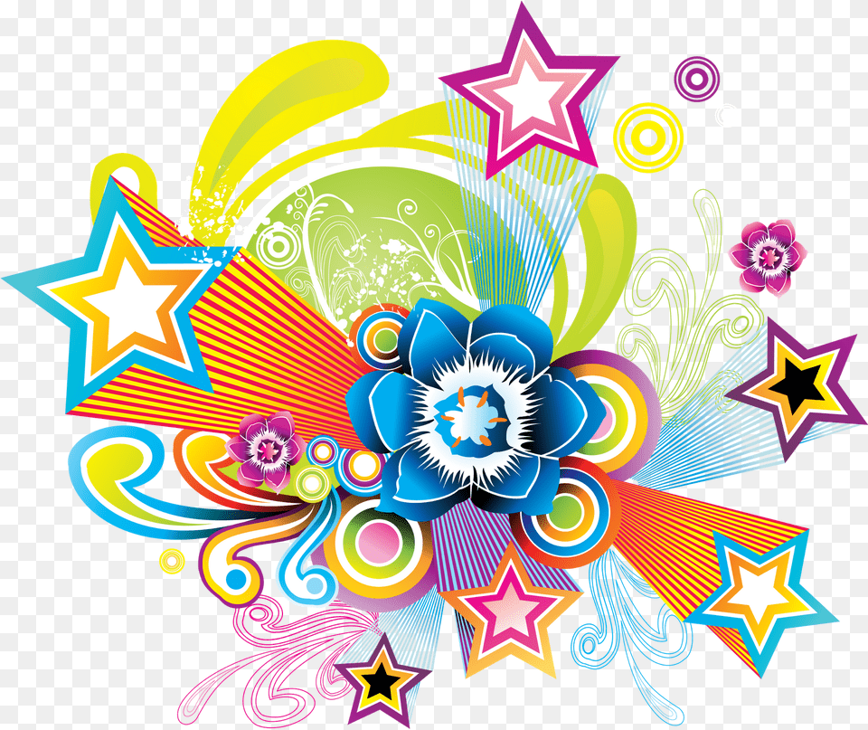Stars Full Color, Art, Graphics, Pattern, Floral Design Png
