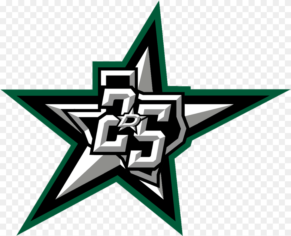 Stars Logo With D Replaced With 25th Aniversary Logo All Dallas Stars Logo, Star Symbol, Symbol, Cross Free Png Download