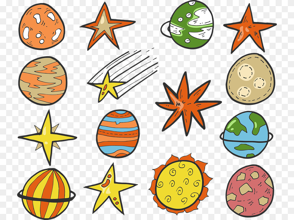 Stars Planets Space The Sky The Galaxy Fantasy Star Planet Vector, Symbol, Face, Head, Person Free Png