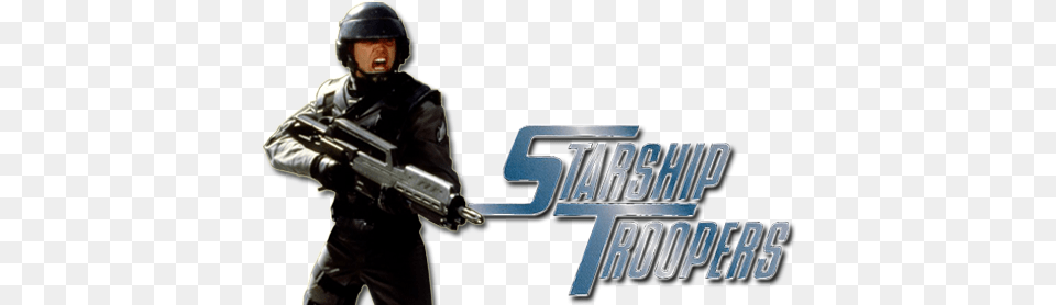 Starship Troopers Movie Image With Logo And Character Starship Troopers, Weapon, Firearm, Gun, Handgun Free Png Download