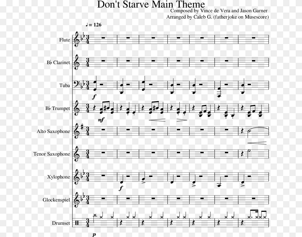 Starve Main Theme Sheet Music Composed By Composed Melancholy Hill Flute Sheet Music, Gray Free Png Download