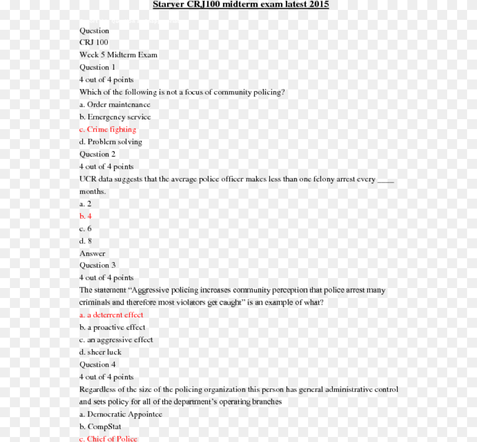 Staryer Crj100 Midterm Exam Latest 2015report This Homework, Text Free Transparent Png