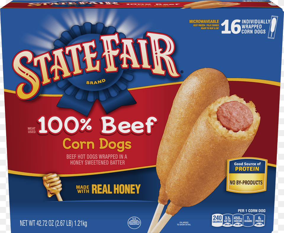 State Fair 100 Beef Corn Dogs 16 Count State Fair Corn Dogs 100 Beef 16 Corn Dogs, Food, Hot Dog, Bread Png Image
