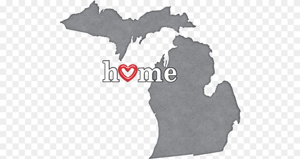 State Map Outline Michigan With Heart In Home Kids T Shirt Muskegon Michigan On Map, Plot, Chart, Adult, Wedding Free Transparent Png