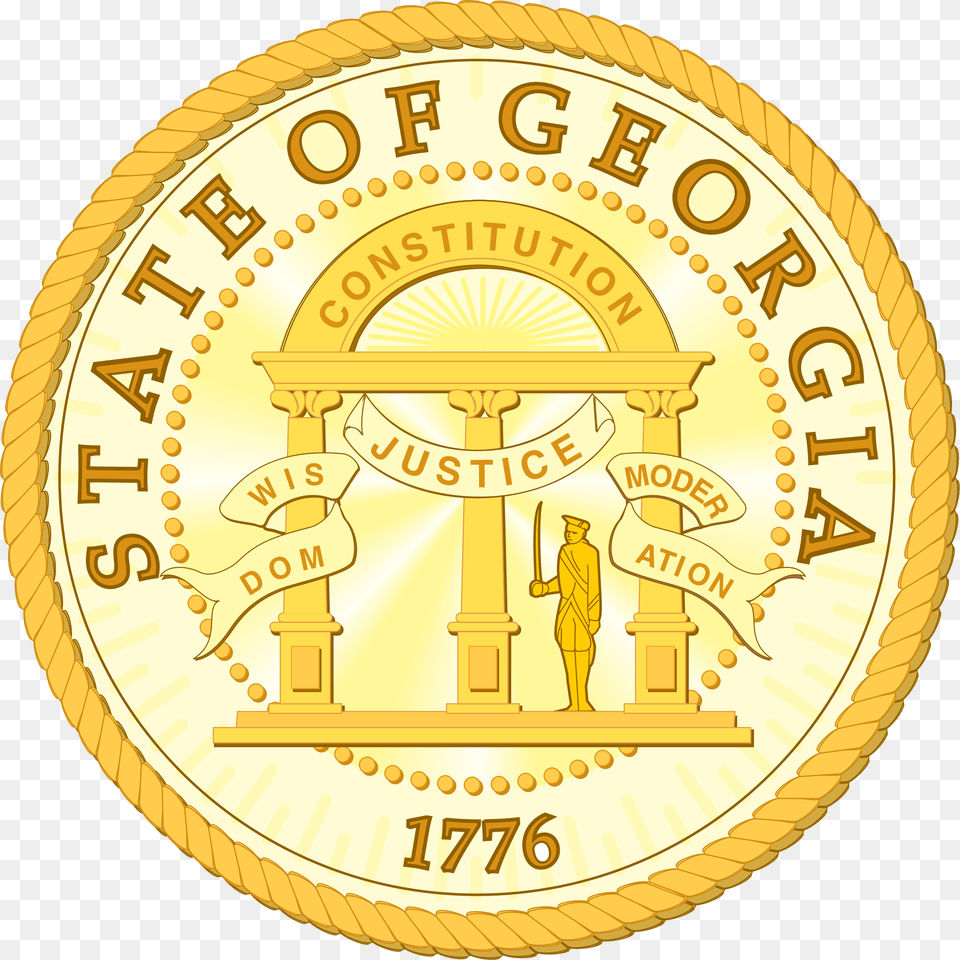 State Of Georgia Seal Attorney General Logo Georgia, Gold, Person, Coin, Money Png Image