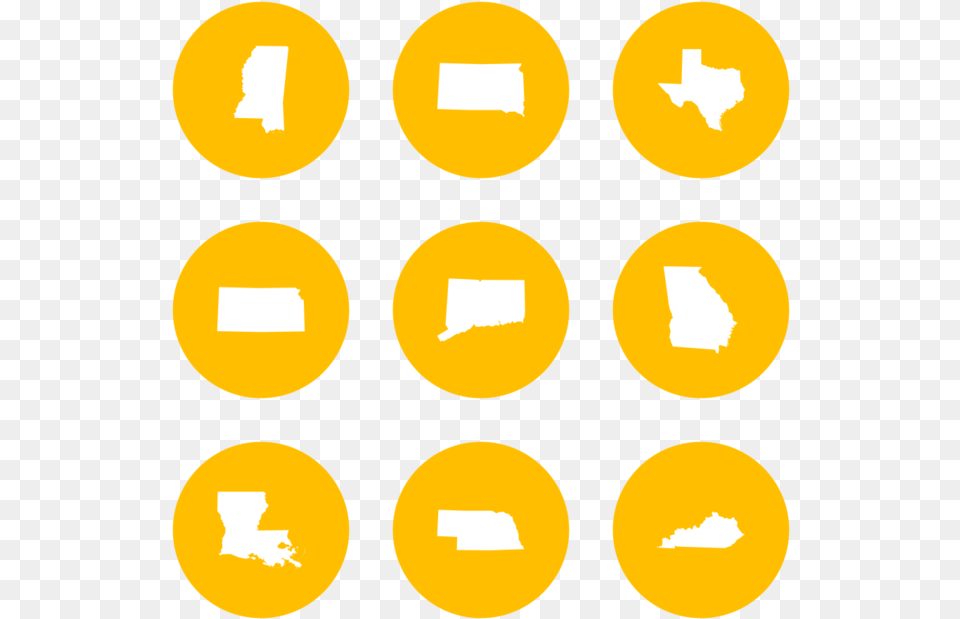 States Icon In Style Flat Circle White On Yellow Icones De Internet, Symbol, Sign, Light Free Transparent Png