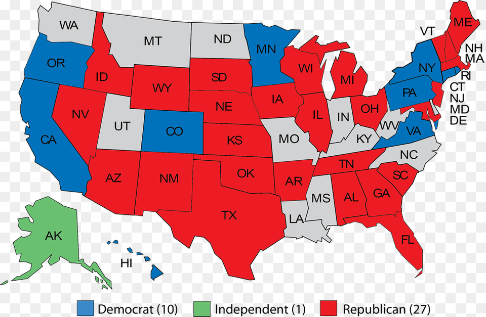 States Political Party Map 2018, Chart, Plot, Atlas, Diagram Free Transparent Png
