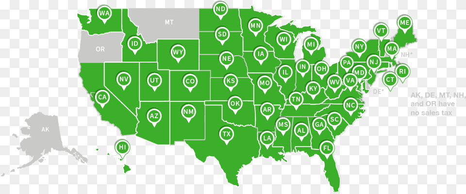 States With A Sales Tax Map White Supremacy Infographic, Chart, Plot, Green Png Image