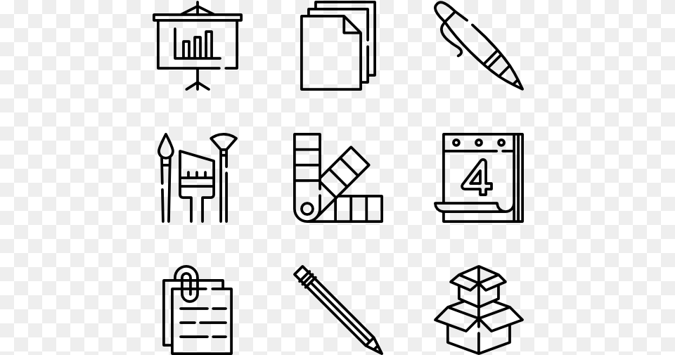 Stationery Icon Set, Gray Free Png Download