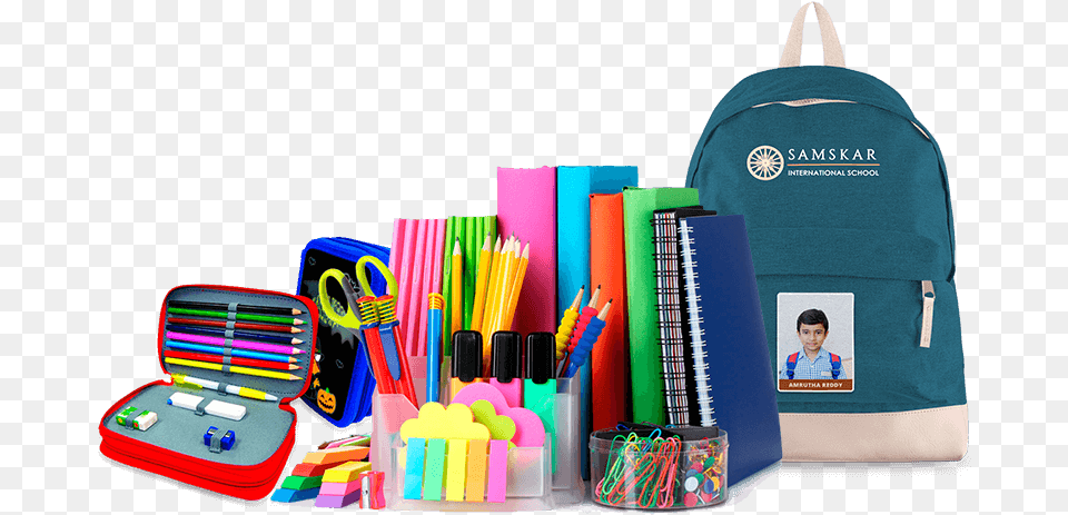 Stationery School Items, Bag, Person, Backpack, Scissors Png