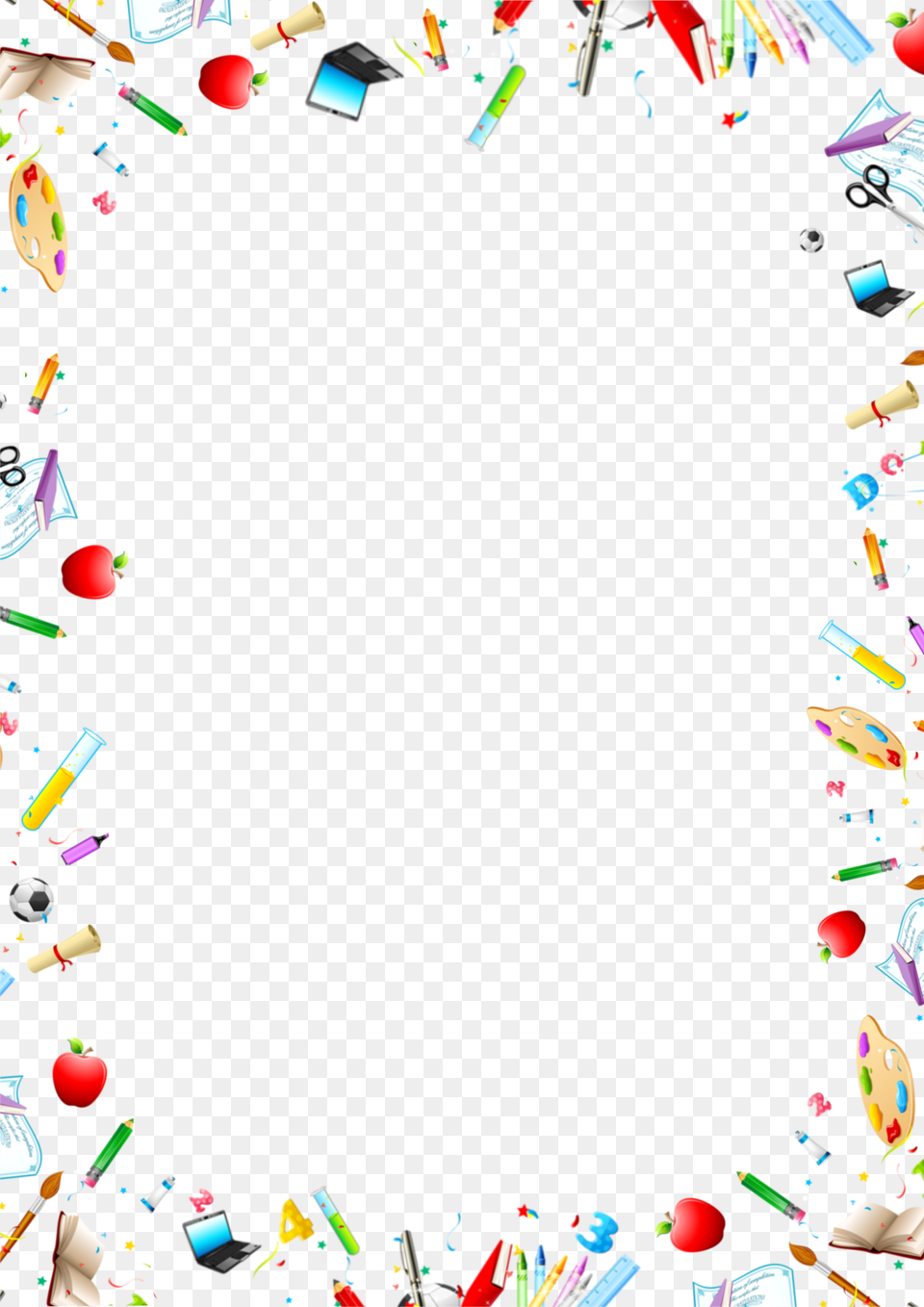 Stationery Vector Art Supplies Border, Paper, Confetti Png