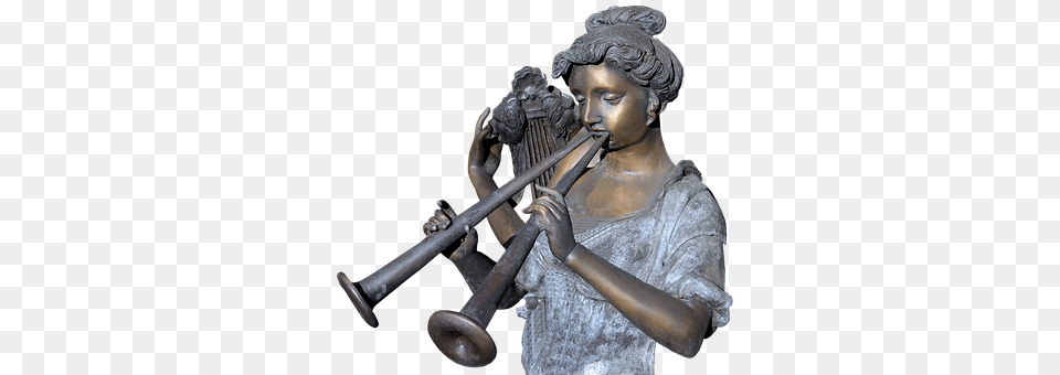 Statue Bronze, Person, Musical Instrument, Horn Png Image
