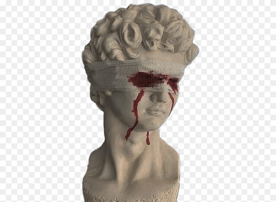 Statue Aesthetic Blindfolded Statue With Blood Eyes, Adult, Bride, Female, Head Png Image