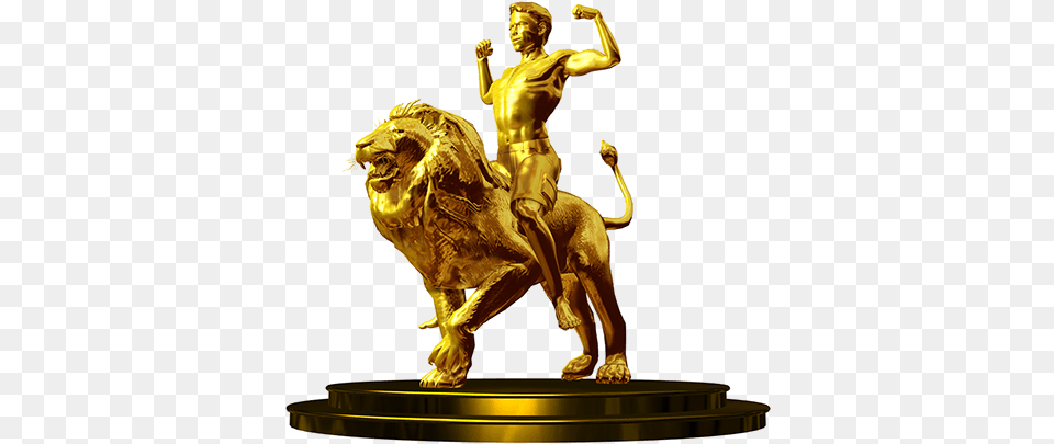 Statue Award Picture Gold Lion Statue, Animal, Bronze, Mammal, Wildlife Png Image