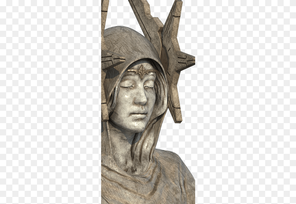 Statue Head Left Side, Art, Bronze, Symbol, Cross Free Transparent Png