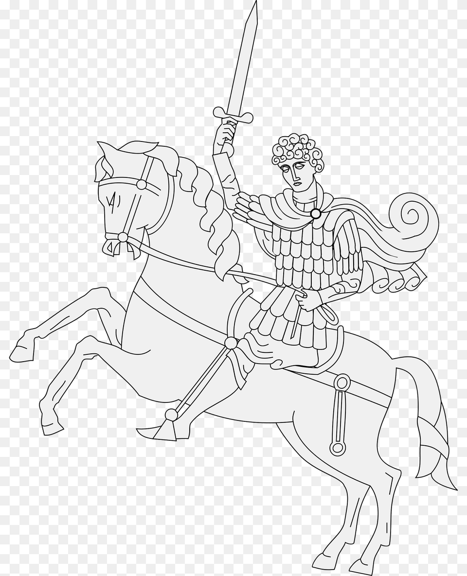 Statue Knight On Horseback Line Drawing Clipart, Head, Person, Face, Knife Png Image