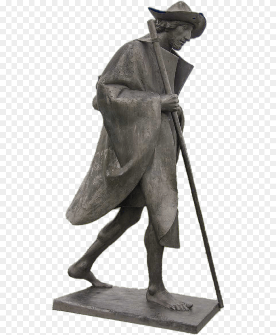 Statue Of A Pilgrim Transparent Bronze Sculpture, Adult, Male, Man, Person Png