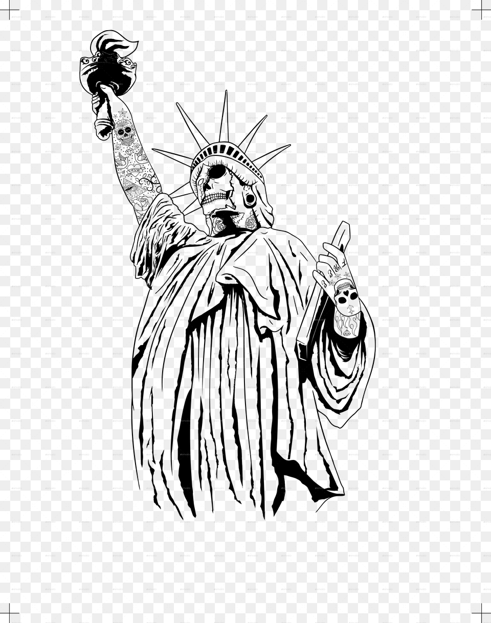 Statue Of Liberty Clipart Simple, Black, Blackboard Free Png Download