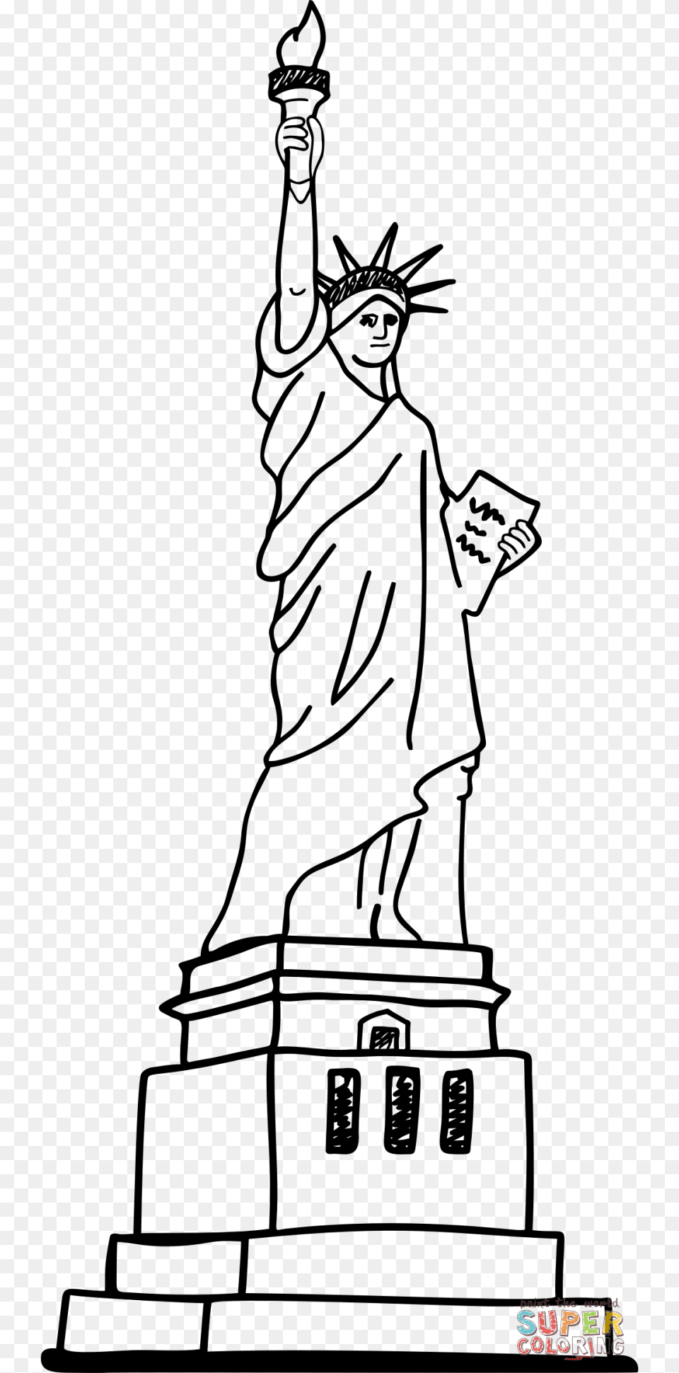 Statue Of Liberty Coloring Free Png Download