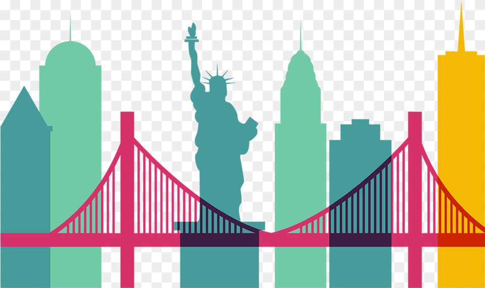 Statue Of Liberty Silhouette Vector, City, Metropolis, Urban, Art Png Image