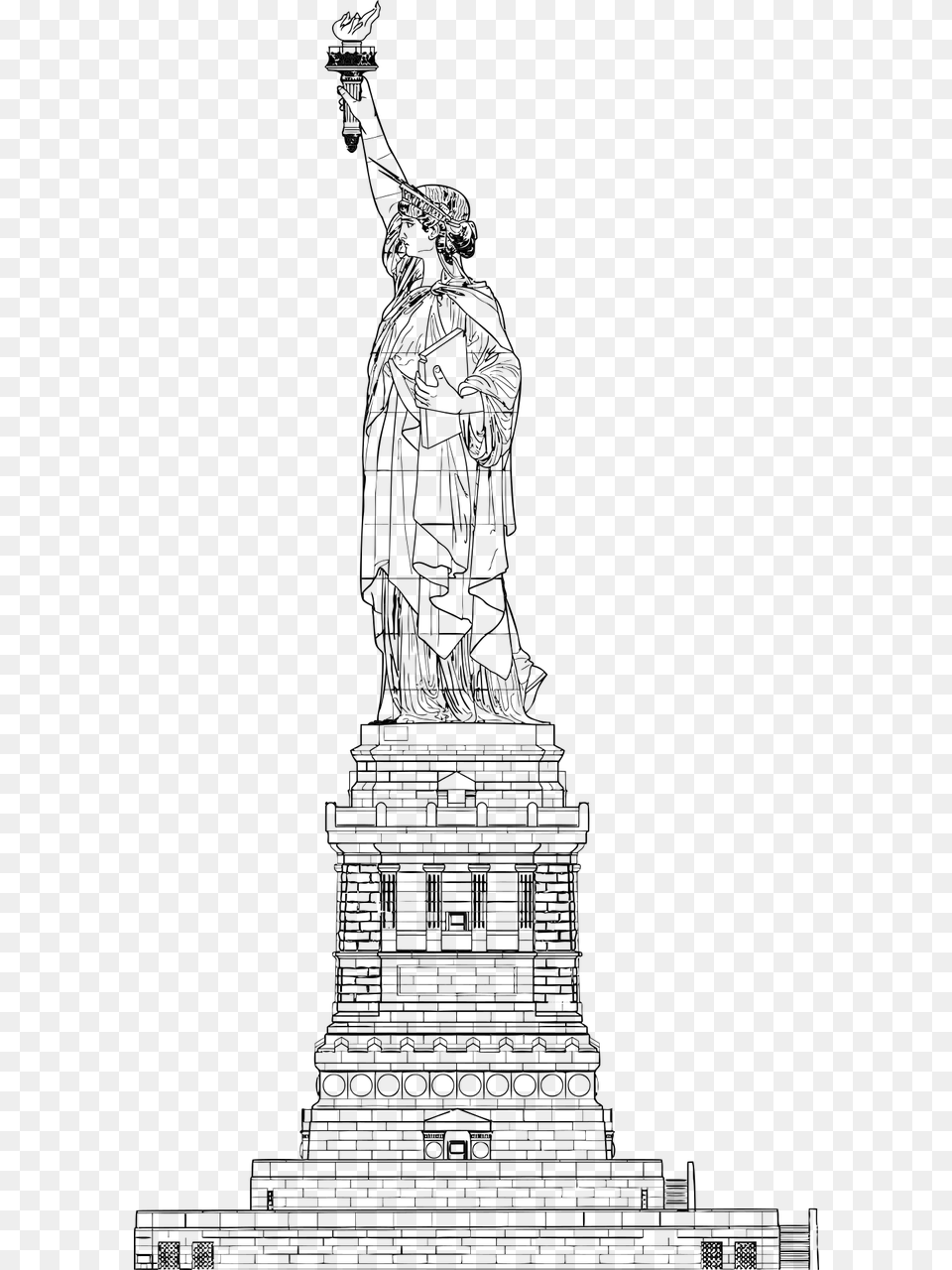 Statue Of Liberty Sketch, Gray Png Image