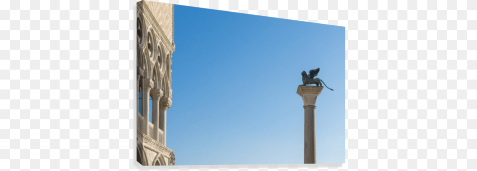 Statue On Top Of A Column Monument Against A Blue Sky Printscapes Wall Art 18quot X 12quot Canvas Print With Black, Architecture, Building, Pillar Free Png Download