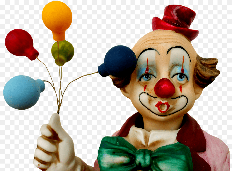 Statuette Clown Ballons Colorful Funny Balloons Clown, Face, Head, Person, Baby Png Image