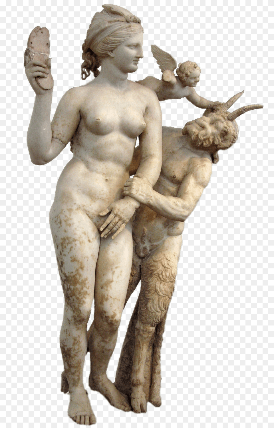 Statuette Of Aphrodite And Eros Chasing Pan, Baby, Person, Art, Adult Free Transparent Png