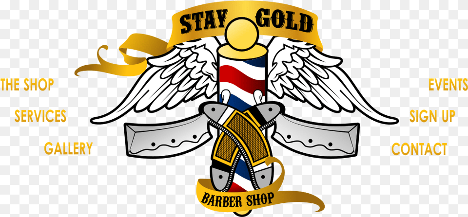 Stay Gold Barber Shop Gold Barber Shop Logo, Emblem, Symbol Png Image