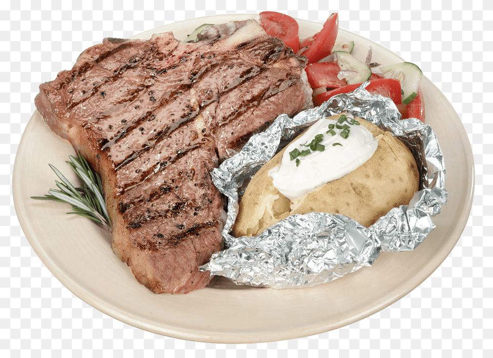 Steak, Food, Meat, Bread, Plate Png Image