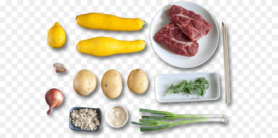 Steak Amp Summer Squash Kabobs With Blue Cheese Potato Salad, Egg, Food, Meat, Pork Png Image
