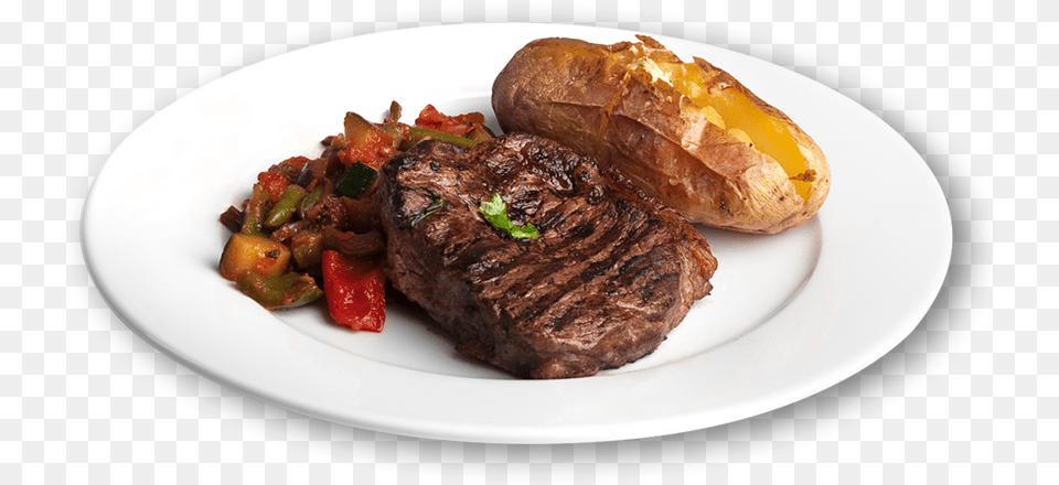 Steak Dinner Steak On Plate, Food, Meat, Food Presentation, Pork Free Png Download