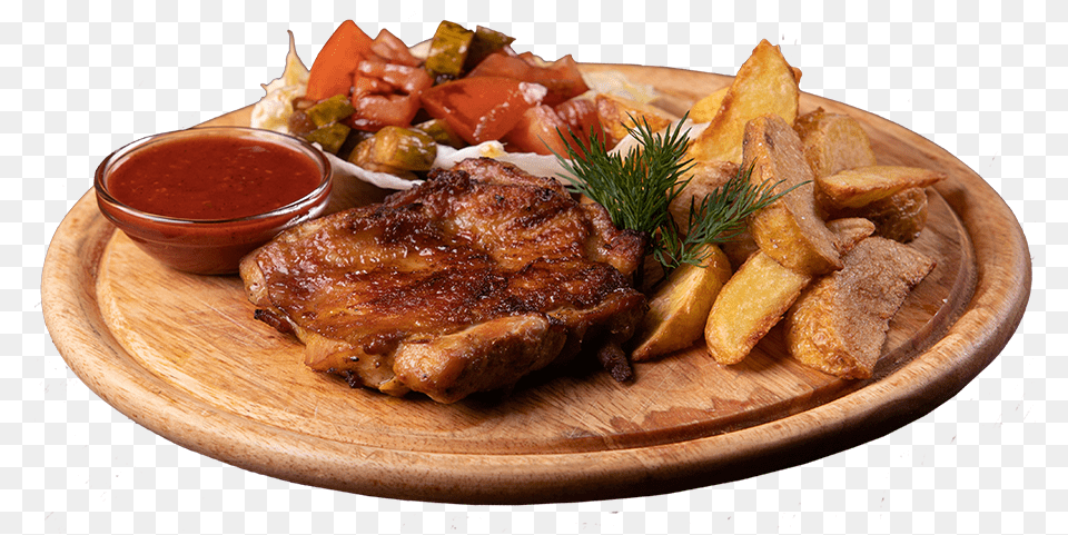 Steak Meat Steak, Food, Food Presentation, Pork, Ketchup Png Image