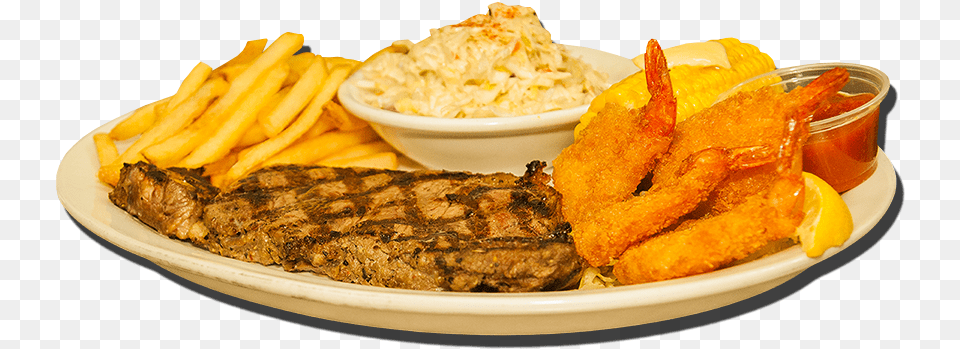 Steak Shrimp 01c French Fries, Food, Food Presentation, Dining Table, Furniture Png