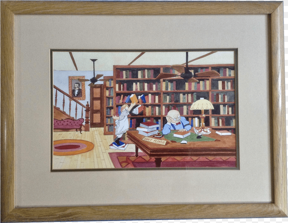 Stealing Books From Grandpa Watercolor Painting Works Picture Frame, Baby, Person, Appliance, Electrical Device Png